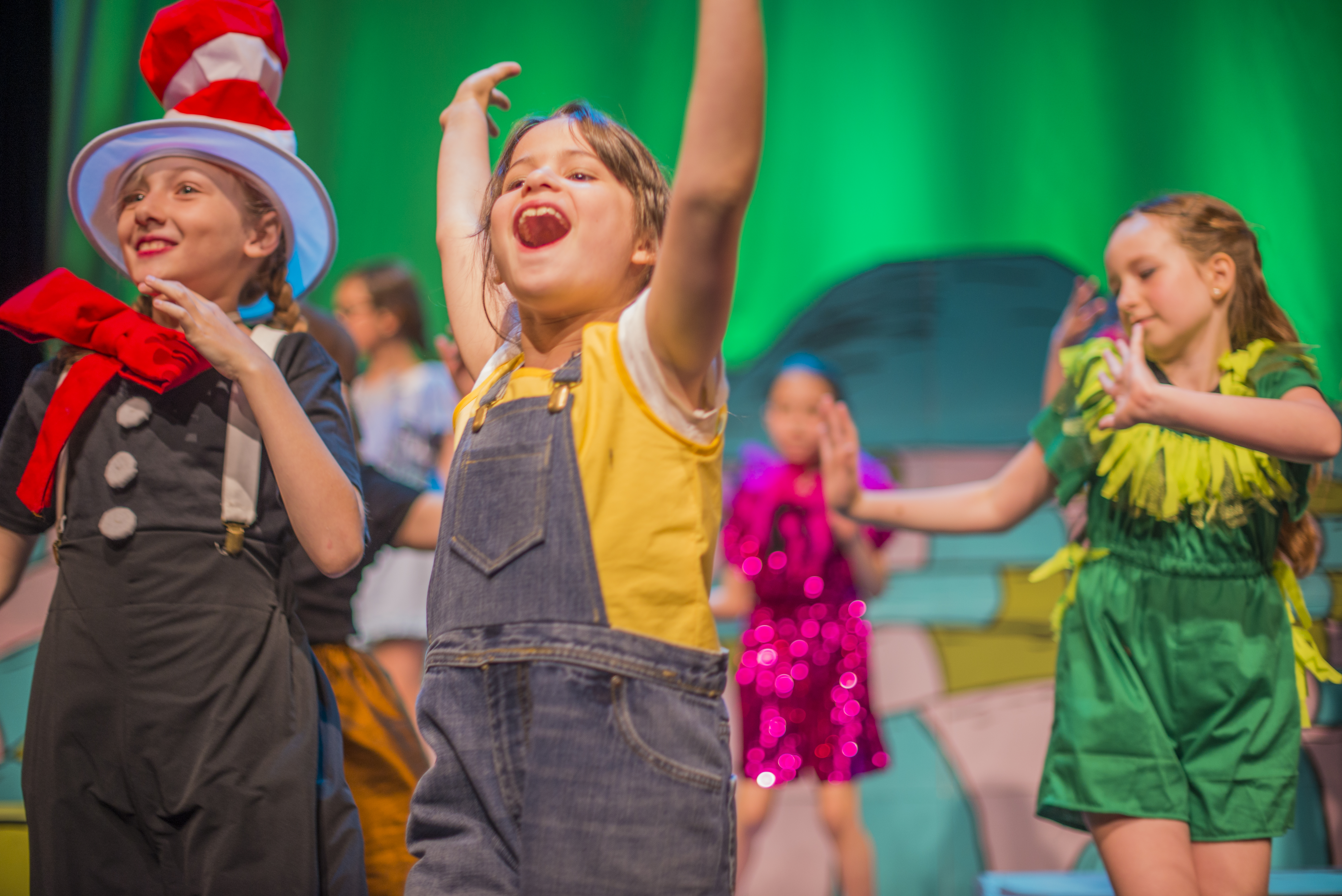 Students preparing a musical theater production